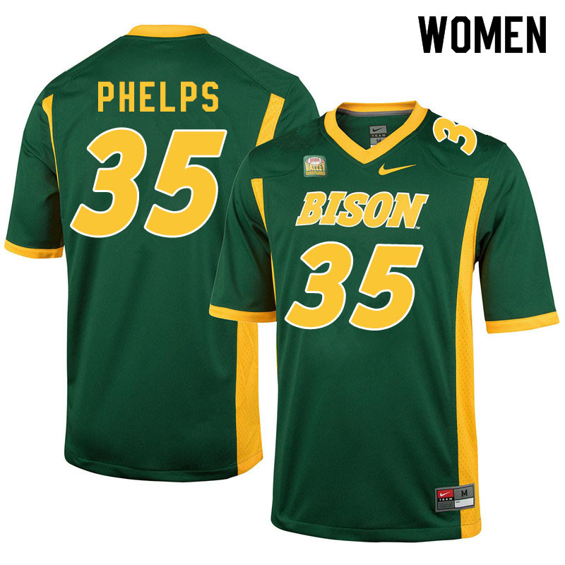 Women #35 Nick Phelps North Dakota State Bison College Football Jerseys Sale-Green - Click Image to Close